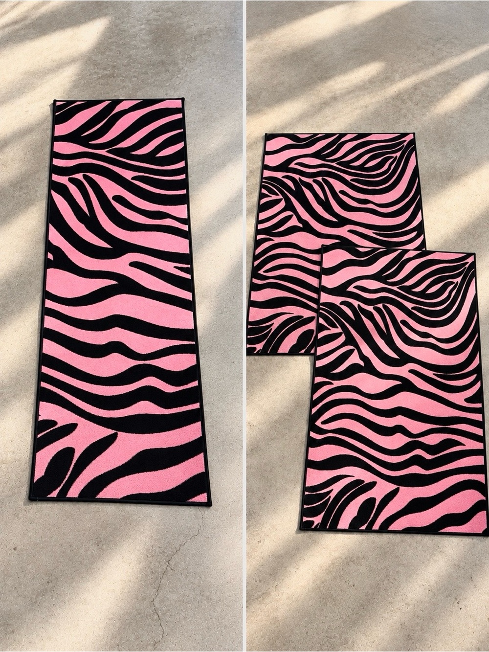 Pink & Black Zebra Bedroom Rug